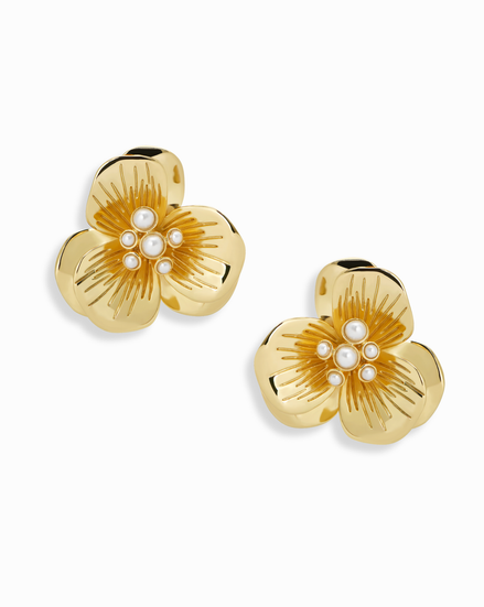 Kira Floral Statement Studs: Mother of Pearl