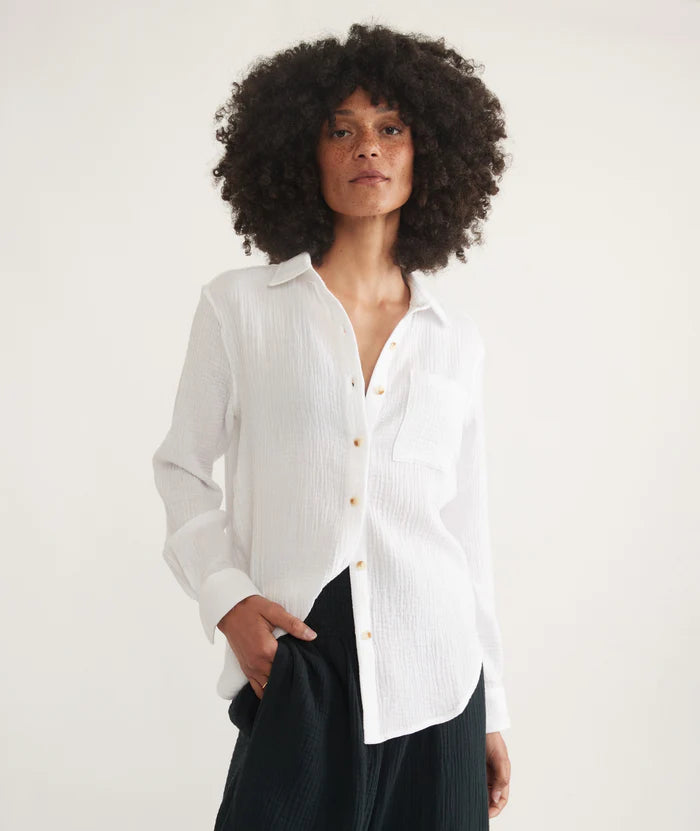 Marine Layer -  Abbey Double Cloth button down in white