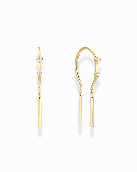 Mila Threader Huggies: Cubic zirconia / Short