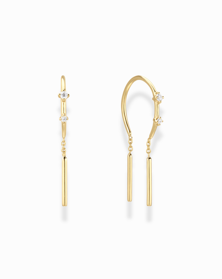 Mila Threader Huggies: Cubic zirconia / Short