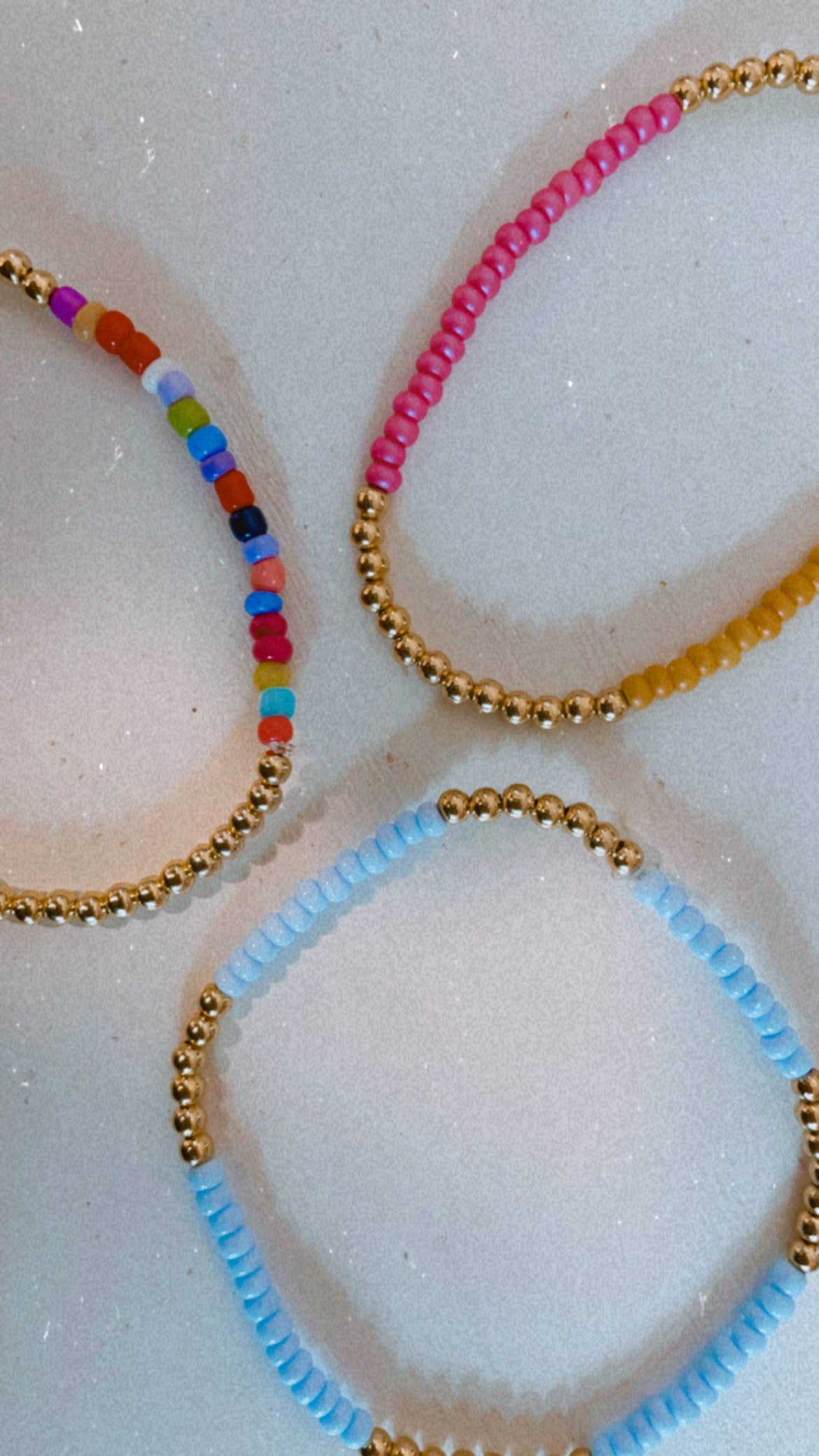 Gold Filled Beaded Stack Bracelets: Multi-Colored