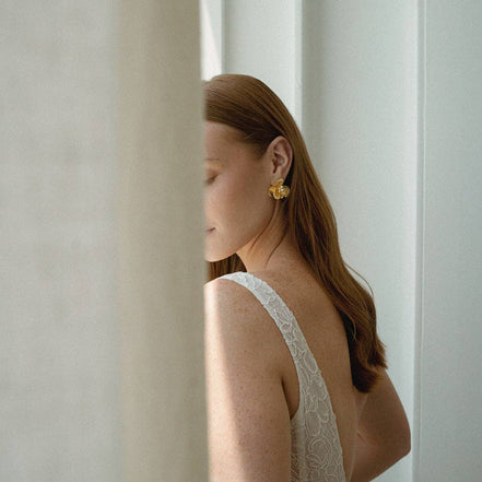 Kira Floral Statement Studs: Mother of Pearl