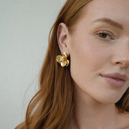 Kira Floral Statement Studs: Mother of Pearl