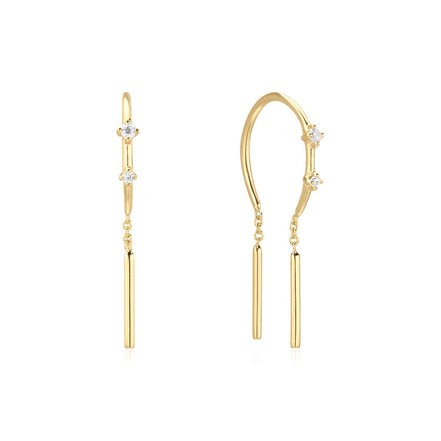 Mila Threader Huggies: Cubic zirconia / Short