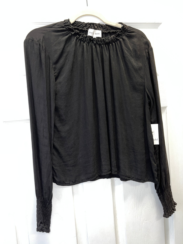 Bella Dahl Elastic Shirred Blouse Black Maho