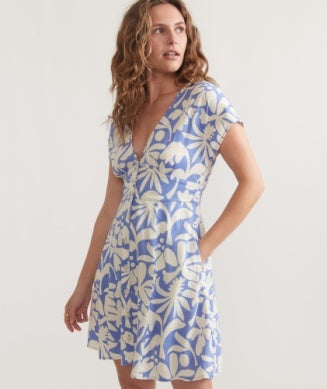 Marine Layer - Camila Mini Dress- Twilight Blue Flora