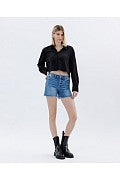 Vervet- HIGH RISE RAW HEM DENIM SHORTS- Rebecca