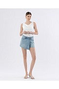 Vervet- HIGH RISE RAW HEM DENIM SKORT- Lacy