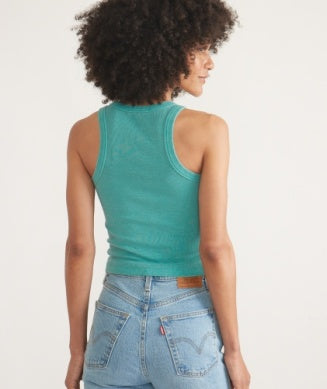 Marine Layer - Lexi Rib Sun-In High Neck Tank - Deep Aqua