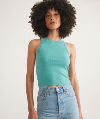 Marine Layer - Lexi Rib Sun-In High Neck Tank - Deep Aqua