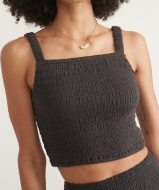 Marine Layer - Lila Double Cloth Tank - Faded Black