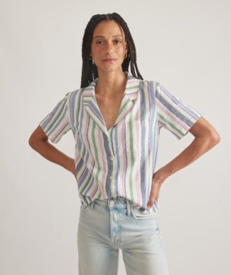 Marine Layer -  Lucy SS Resort Shirt - Cool Stripes