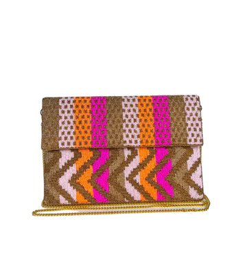 Maria Victoria Pink Arrow BEADED CLUTCH