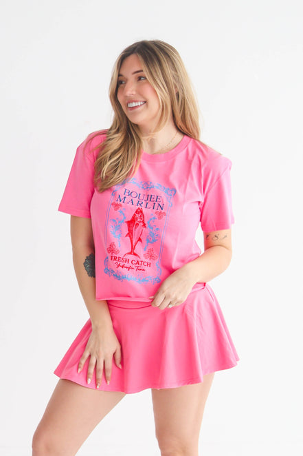 Pink Crop Fresh Catch Tee