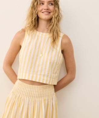 Marine Layer - Quinn Poplin Tank- Marigold Stripe