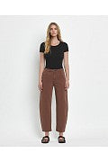 Vervet- SUPER HIGH RISE BROWN SLIM BARREL JEANS- Kate
