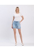 Vervet- SUPER HIGH RISE MIDI DENIM SHORTS - Loretta
