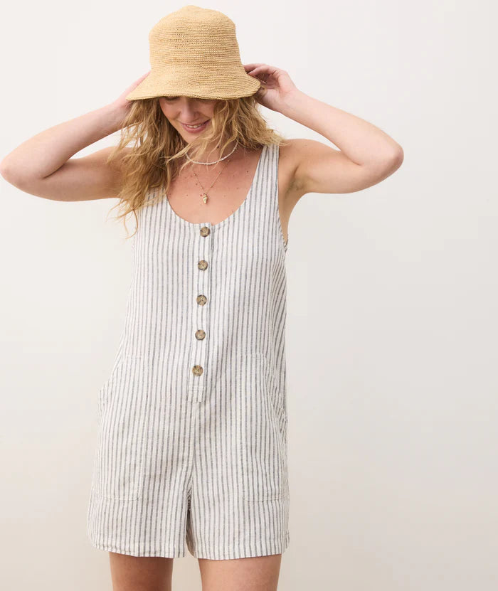 Marine Layer -Sydney Romper- Cream/ Navy Stripe