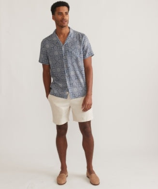 Marine Layer - Tencel Linen Resort Shirt - Blue Tile