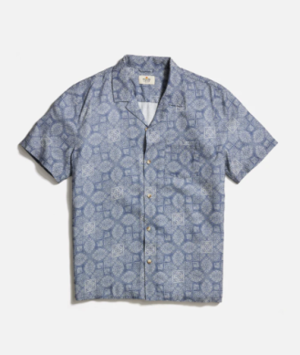 Marine Layer - Tencel Linen Resort Shirt - Blue Tile