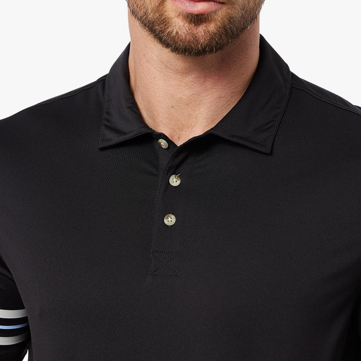 Fair Harbor - The Ozone Performance Polo - Black Grey Stripe