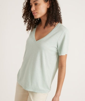 Marine Layer - BOYFRIEND V-NECK TEE - Birds Egg