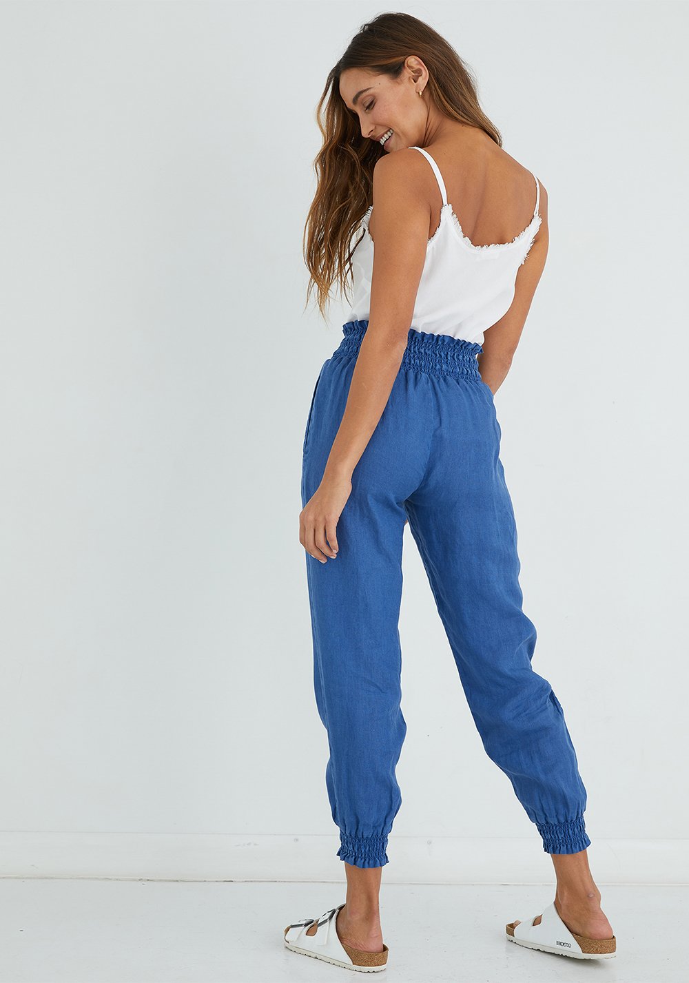 Bella Dahl Smocked Jogger Mayan Blue Maho